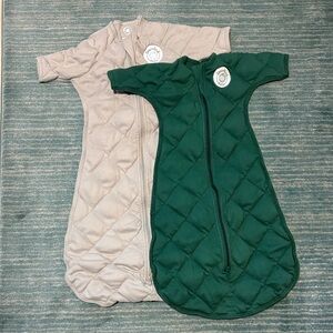 Dreamland weighted Baby Sleep Sacks - Green & Beige Set